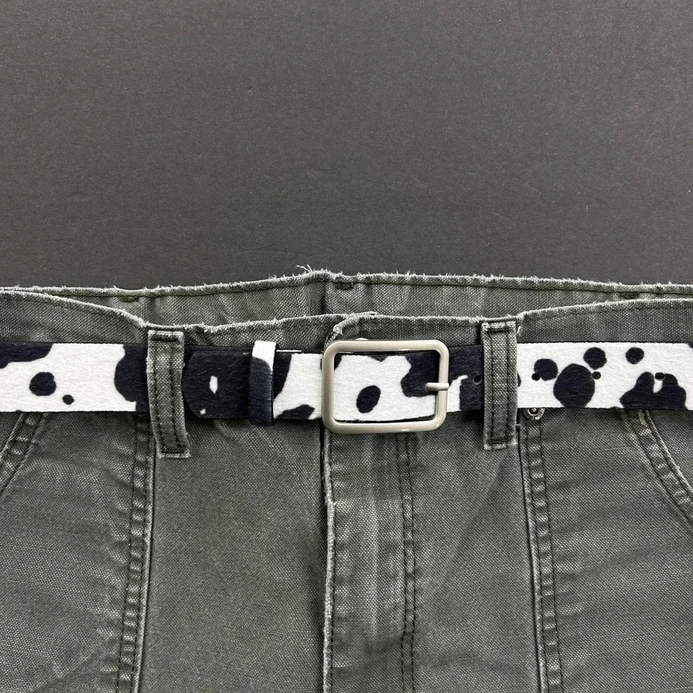 Vintage style cow fur belt american western boho black and white